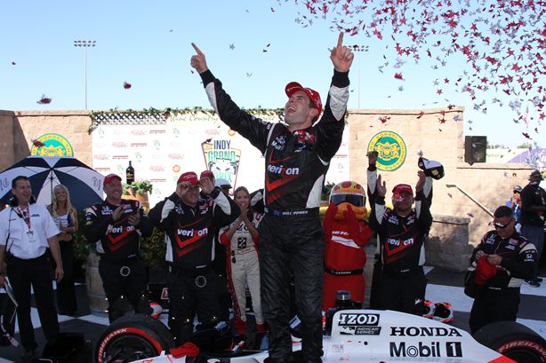 Will Power celebrates in Victory Lane at Sonoma. Photo by Ron McQueeney for IZOD IndyCar Series.